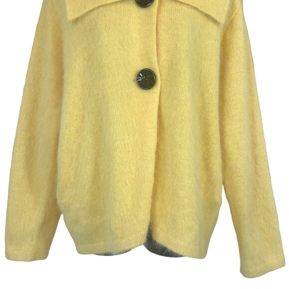 Venesha, High Quality Angora Yellow Cardigan Sweater - Picture 3 of 16